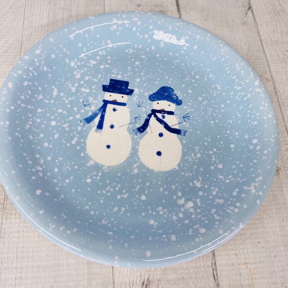 Home Target WINTER FROST Hand Painted Snowman Stoneware Blue Salad Plates Set 4 - Picture 8 of 16